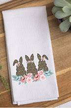 Load image into Gallery viewer, Bunny Trio Leopard Waffle Kitchen Towel
