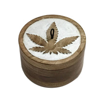 Load image into Gallery viewer, Carved Wood Large Cannibis Design Covered Notions Box
