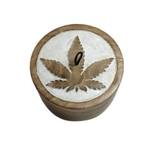 Load image into Gallery viewer, Carved Wood Large Cannibis Design Covered Notions Box
